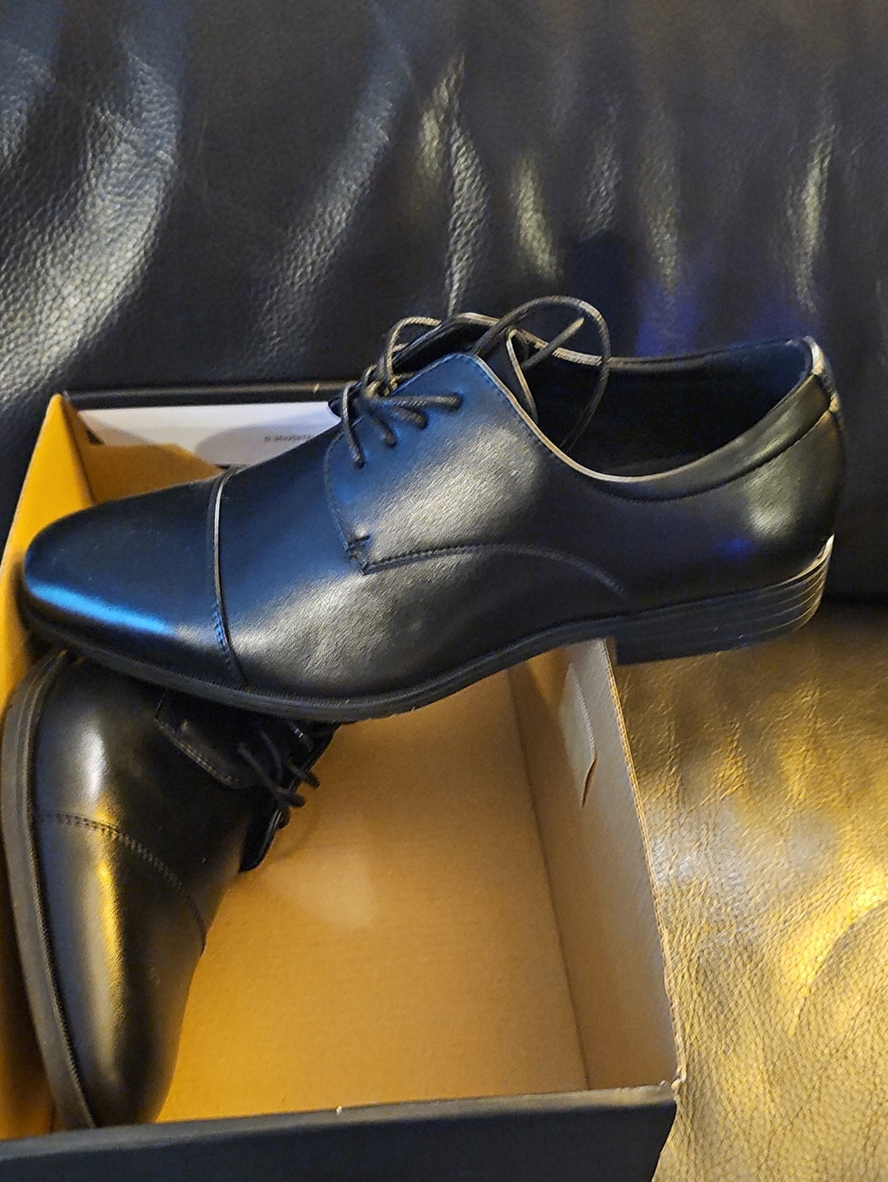 Van Heusen Black Cap-Toe Lace-Up Dress Oxfords